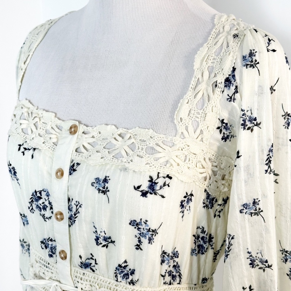 FREE PEOPLE Morning Meadows XS Pale Yellow Maxi Dress Fairycore Coquette Cottage - Picture 5 of 16